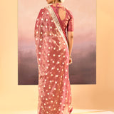 Rosewood Pink Tissue Embroidered Saree