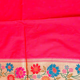 Magenta Paithani Silk Saree With Multicolour Lotus & Floral Weave Pallu