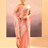 Soft Peach Tissue Embroidered Saree
