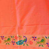 Vibrant Peach Paithani Weave Saree With Gold Zari Peacock Border