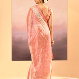 Soft Peach Tissue Embroidered Saree