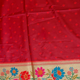 Purple Banarasi Silk Saree With Paithani Floral Weave Pallu & Contrast Border