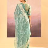 Mint Green Tissue Embroidered Saree