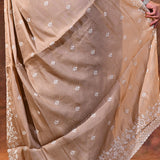 Pale Brown Floral Silk Blend Saree