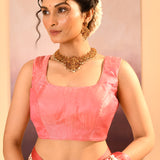 Soft Pink Tissue Embroidered Saree