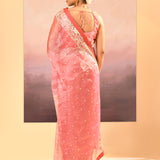 Soft Pink Tissue Embroidered Saree
