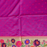Teal Blue Paithani Silk Saree With Multicolour Lotus & Floral Weave Pallu
