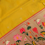 Mustard Paithani Silk Saree With Butterfly & Lotus Weave Border