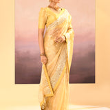 Soft Yellow Tissue Embroidered Saree