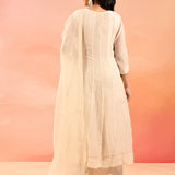 Ivory Cotton With Floral Embroidered Anarkali Set