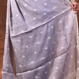 Feather Purple Floral Silk Blend Saree