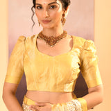 Soft Yellow Tissue Embroidered Saree