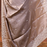 Jewel Brown Floral Embroidered Silk Blend Saree
