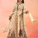 Ivory Heritage Motif Silk Anarkali Set