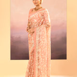 Muted Pink Tissue Embroidered Saree