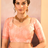 Muted Pink Tissue Embroidered Saree