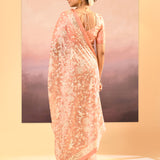 Muted Pink Tissue Embroidered Saree