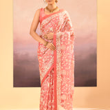 Soft Pink Tissue Embroidered Saree