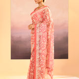 Soft Pink Tissue Embroidered Saree