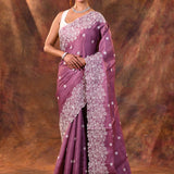 Fandango Pink Floral Silk Blend Saree