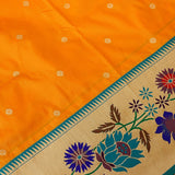 Orange And Beige Paithani Woven Pure Silk Saree With Multicolour Floral Vine Border And Pallu