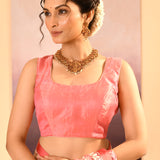 Soft Pink Tissue Embroidered Saree