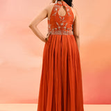 Burnt Sienna Embroidered Anarkali Set