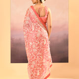 Soft Pink Tissue Embroidered Saree