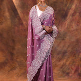 Fandango Pink Floral Silk Blend Saree