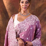 Fandango Pink Floral Silk Blend Saree