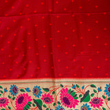 Deep Purple Gold Zari Butti Paithani Saree With Multi-Color Floral Border