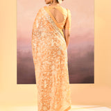 Golden Beige Tissue Embroidered Saree