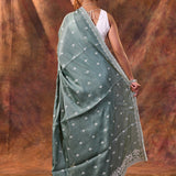Pine Green Floral Silk Blend Saree