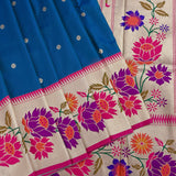 Royal Blue Paithani Silk Saree With Multicolour Lotus Floral Weave Pallu