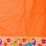 Vibrant Orange Paithani Weave Saree With Gold Zari Peacock Border