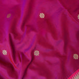 Magenta And Beige Paithani Woven Pure Silk Saree With Teal Lotus Floral Border And Pallu