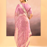 Pastel Soft Pink Tissue Embroidered Saree