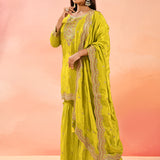 Lime Green Tissue Straight Cut Palazzo Set
