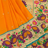 Vibrant Yellow Gold Zari Butti Saree With Multi-Color Floral Woven Border