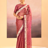 Pantone Purple Tissue Embroidered Saree