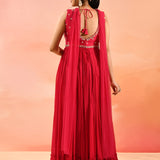 Pink Embroidered Georgette Anarkali Set