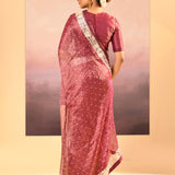 Pantone Purple Tissue Embroidered Saree