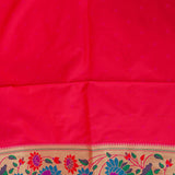 Rani Pink Paithani Silk Saree With Lotus Floral Weave Border & Gold Zari Butti