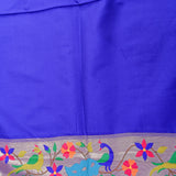 Royal Blue Paithani Weave Saree With Silver Zari Peacock Border