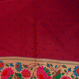 Red And Beige Paithani Woven Pure Silk Saree With Multicolour Lotus Floral Border And Pallu