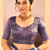 Metallic Blue Tissue Embroidered Saree