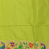 Lime Green Paithani Silk Saree With Peacock & Floral Weave Border
