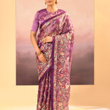 Classic Purple Tissue Embroidered Saree