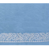 Aqua Blue Floral Embroidered Silk Blend Saree