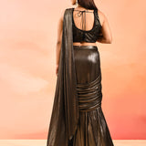 Bronze Metallic With Beaded Embroidered Blouse Draped Saree